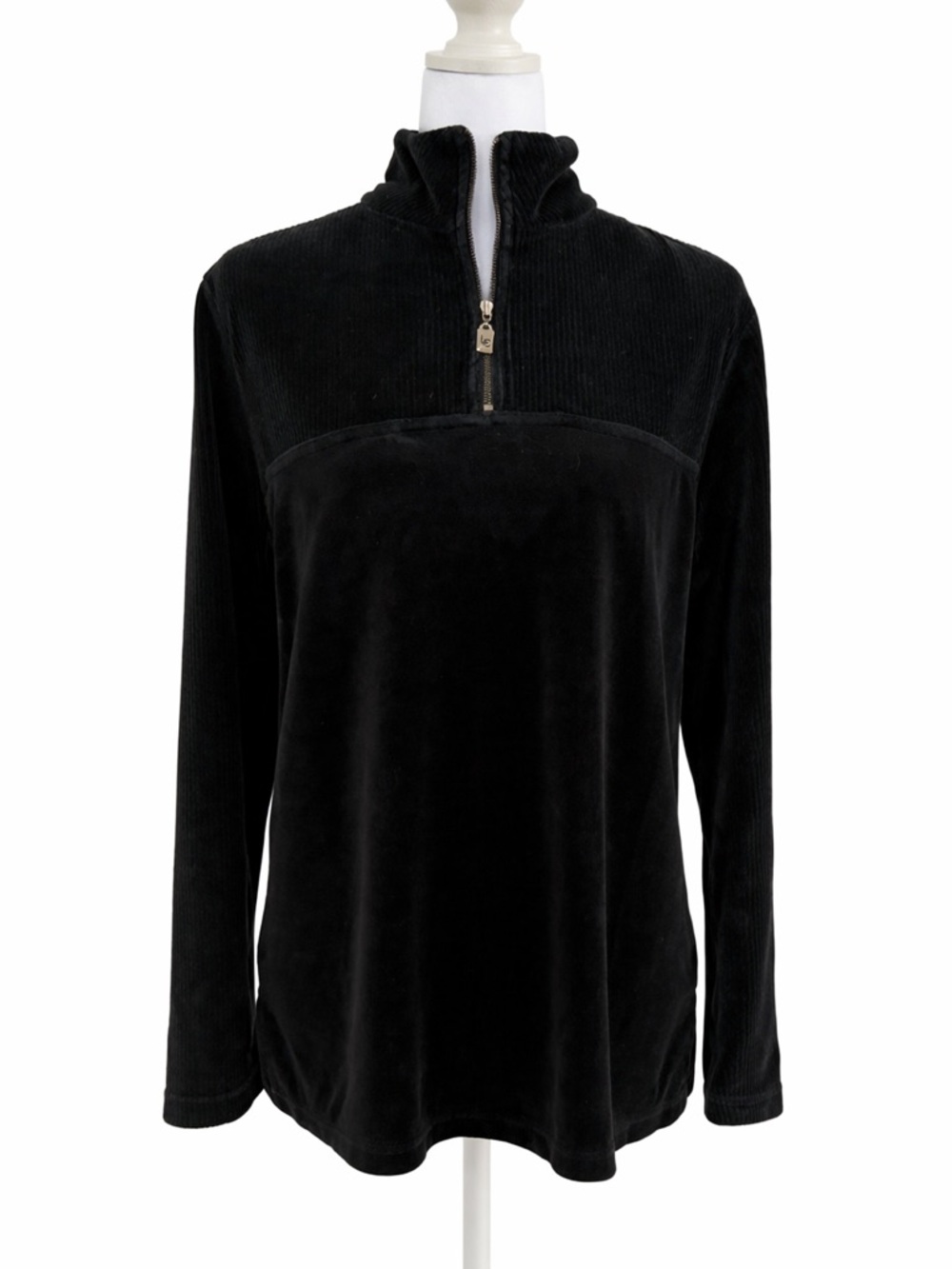 Liz Claiborne Black Velvet Half Zip Pullover